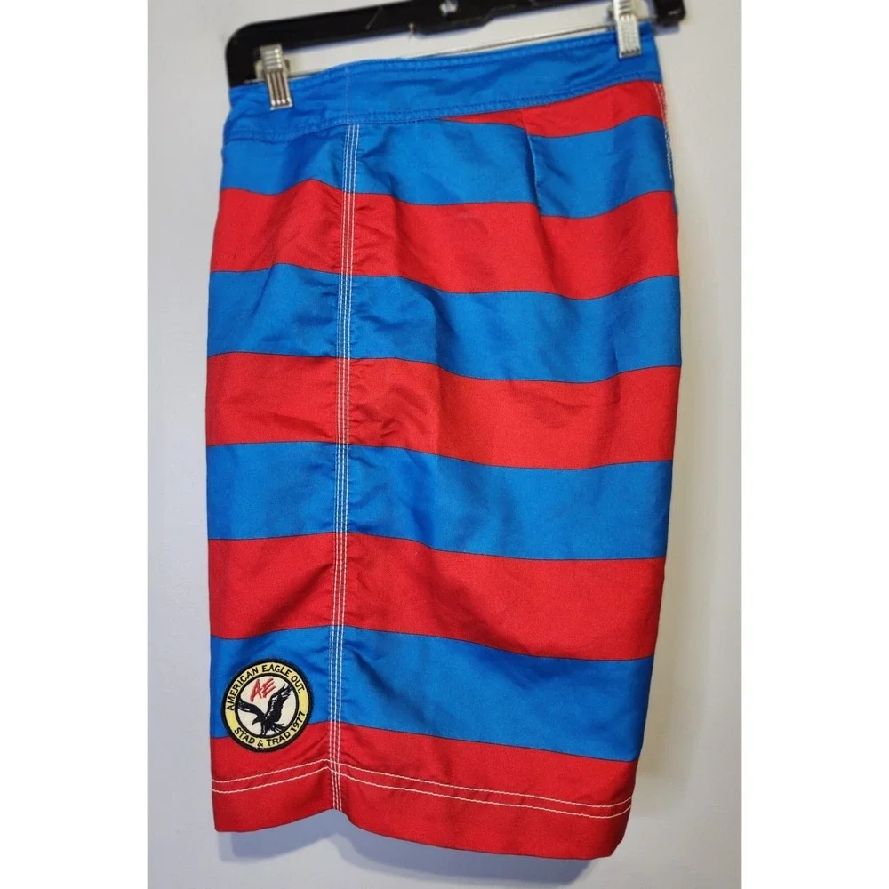 American Eagle Outfitters Boardshorts Mens Size L 34x9 Blue Red Swimming Trunks‎